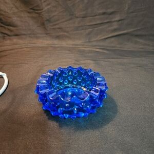 Vintage 3.75" Blue Fenton Hobnail Glass Ashtray